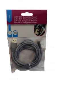 CABLE USB TEXTILE GRIS + IP5/6 2M
