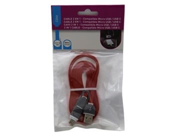 CABLE USB PLAT RGE + M.USB + USBC 2M
